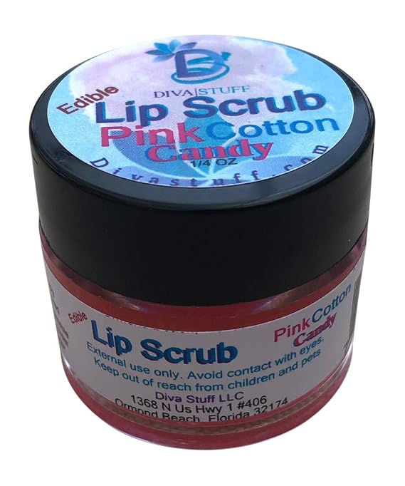 Diva Stuff Ultra Hydrating Lip Scrub for Soft Lips, Gentle Exfoliation, Moisturizer & Conditioner, Pink Cotton Candy 14 oz (Made in the USA)