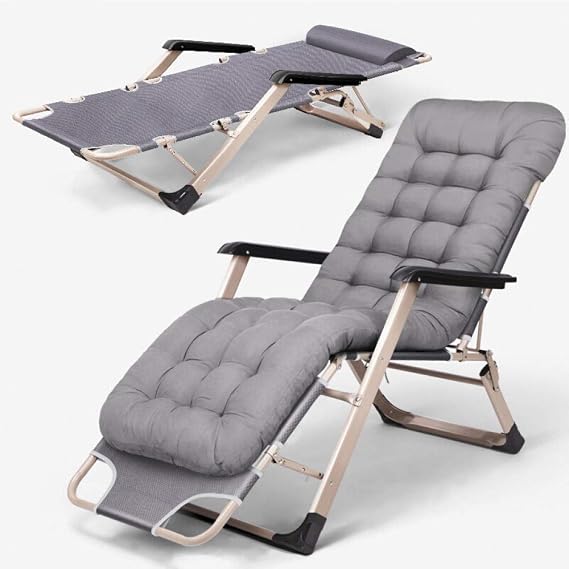 Folding Reclining,Reclining Zero-gravity Recliner, Garden Chairs, Folding Patio Chairs, Portable Sun Loungers, Zero Gravity Chairs, Support 200 Kg-Blue + Pearl Cotton Pad