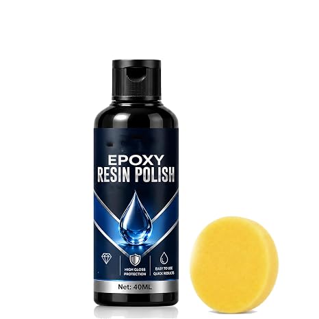 High-Gloss Epoxy Resin Polish, 40ml Resin Polishing Cleaner, ResinPolishing Kit, Epoxy Polishing Compound with Sponge, Fast Long Lasting Sanding Set (1PC)