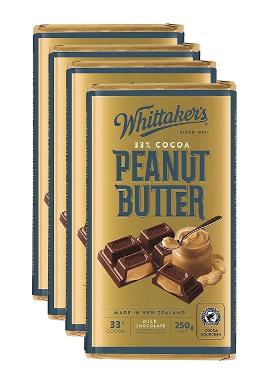 Whittaker's Peanut Butter Chocolate Block 250g (Pack of 4) (Made in New Zealand)