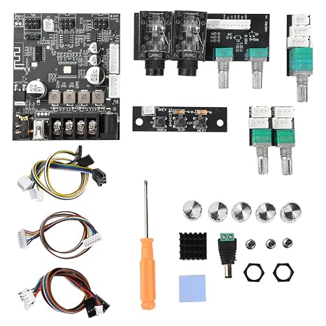 Zk-502T Bluetooth Amplifier Board,50W 2.0 Channel Amp Board with Treble and Bass Control,Bluetooth 5.0 Amplifier Board DC 12-24V Stereo Amp Module for DIY Speakers