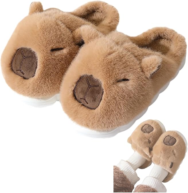 Cute Women Men Slippers Winter Animal Fuzzy Home Funny Slipper Fluffy Mi Open Toe House Slip On Plush Bedroom Indoor Shoe