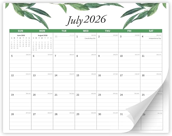 2026-2027 Magnetic Fridge Calendar, 15"x12", July 2026-Dec 2027, Greenery