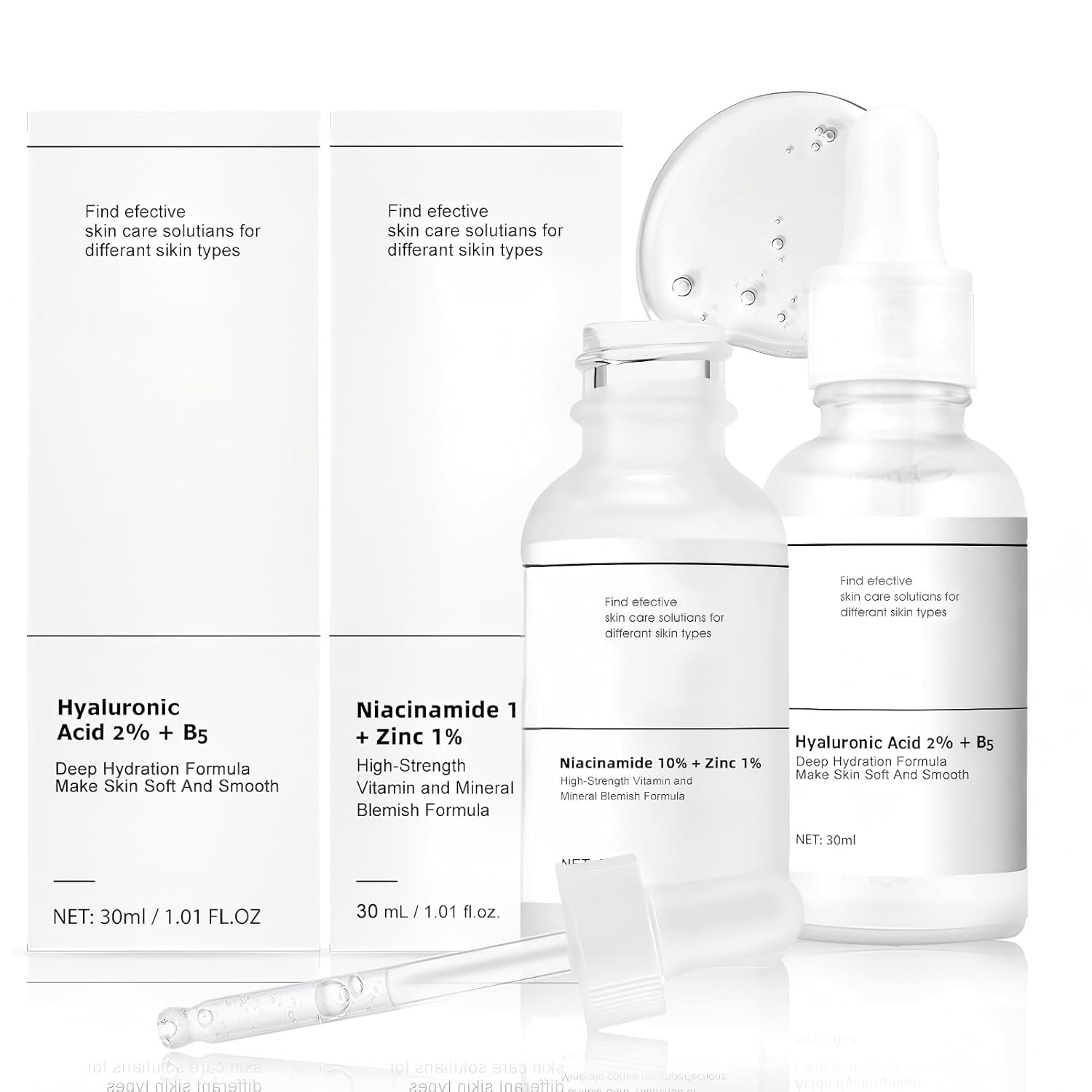 Niacinamide 10% + Zinc 1% Serum 10% Niacinamide Serums Hyaluronic Acid Serum 2% +B5 Face Serum for Oil Regulation and Pore Reduction Moisturises 30 ml (Pack of 2)
