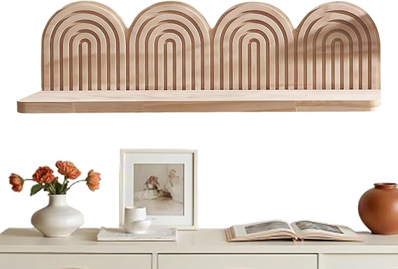 Bohemia Wall Shelf, Wooden Bookcase for Home Decor, Rustic Farmhouse Storage Rack with Aesthetic Design and Installation, Floating Display Shelf for Bathroom, Bedroom, Kitchen, Office, Living Room