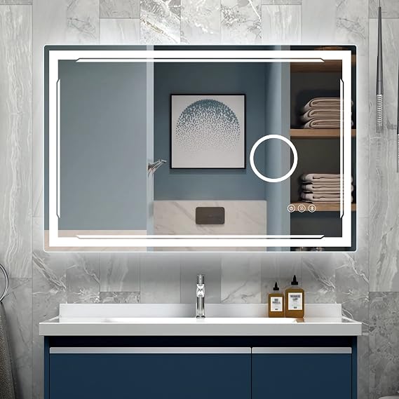 30x48 in LED Bathroom Mirror with Bluetooth Speaker and 3X Magnifier