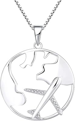 STARCHENIE irplane Pendant Necklace 925 Sterling Silver World Travel Flight Jewelry for Women