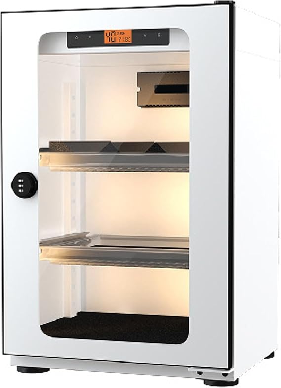 Dry Cabinet Camera Digital Control Dehumidifier, Electronic Dry Box with 3000K LED Light & Combination Lock, Electronic Moisture-proof Box for Camera Lens Stamp Tea Jewelry Storage(White,40L)