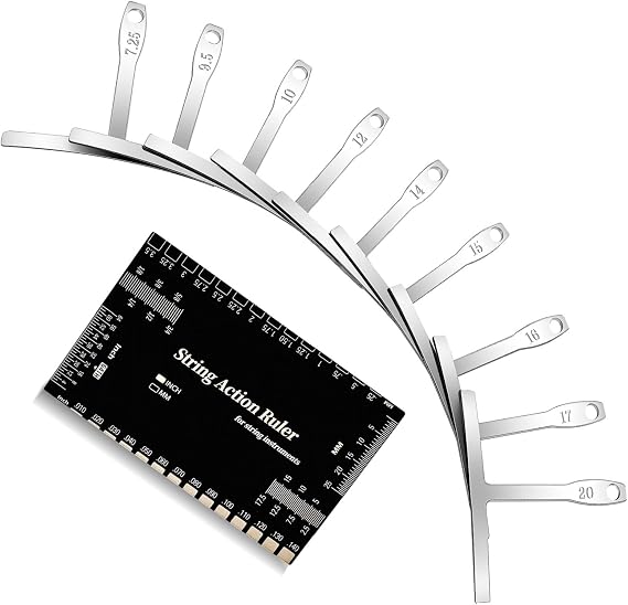 10 Pcs Guitar Luthier Tools,9 Pcs Guitar Radius Gauge, String Action Gauge