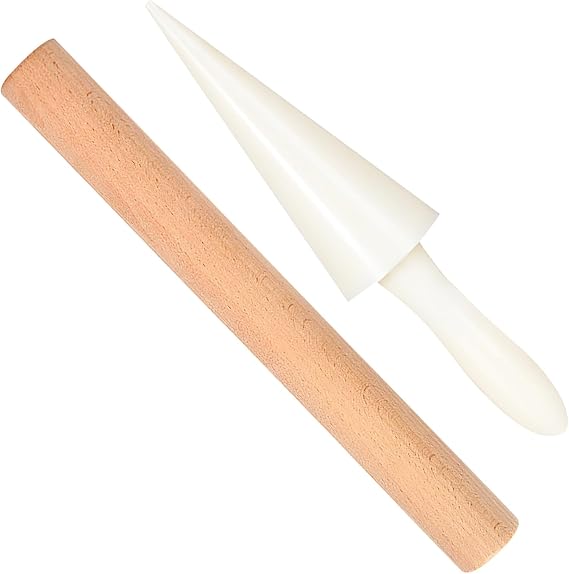 Egg Cone Mould with Wooden Stick Waffle Cone Roll for Ice Cream Egg Roll and Baking DIY Kitchen Accessories for Dessert Moulds Smooth Edges Ergonomic Handle
