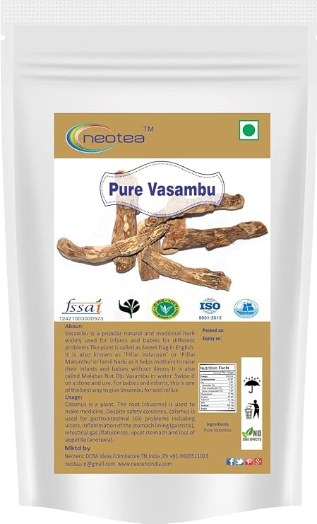 Neotea Dry Vasambu (Sweet Flag Root) Whole | Premium Quality Dried Acorus calamus Root | Naturally Dried Traditional Herb | For Cultural, Herbal & Household Uses | 100% Natural (100g) 3.52 OZ