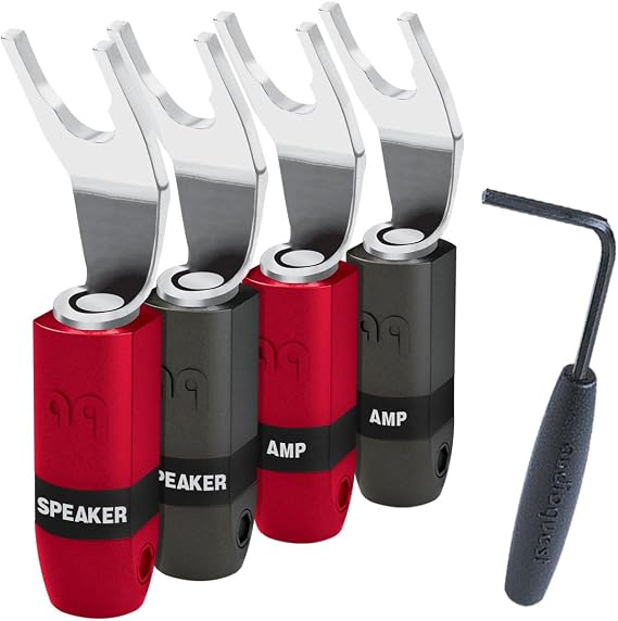 AudioQuest SureGrip300 Multi-Size Spade Plugs - (Silver) 4 Pack