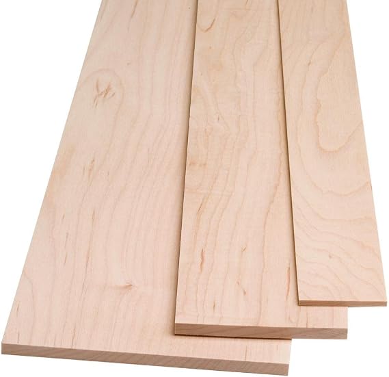 Rockler Maple Wood by the Piece, 1/8" Thickness S4S Hardwood Lumber Board for Wood Working, Carving, and Craft Projects - Fine-Grain Maple for Boxes, Molding, Casework & Furniture Making