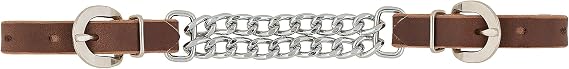 Weaver Leather Bridle Leather Double Flat Link Chain Curb Strap, Rich Brown, 4 1/2-Inch