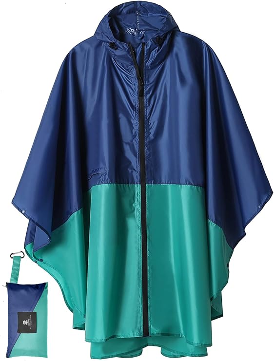 SaphiRose Adult Rain Poncho Waterproof Hooded Zipper Raincoat with Pockets