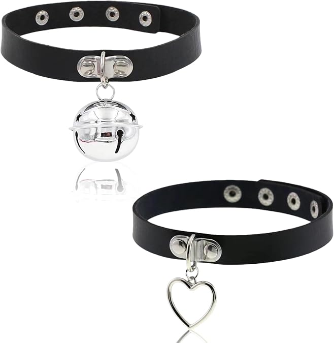 Black Goth Collar Necklace for Women - Adjustable Choker, Punk PU Necklace for Women,Gothic Jewelry for Femboy Clothes & Lingerie