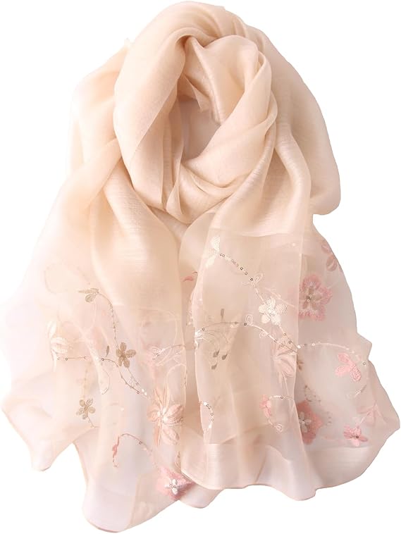 Silk Wool Scarf Elegant Soft Scarf Shawls and Wraps for Weddings Embroidered silk scarf Shade Scarves for Women