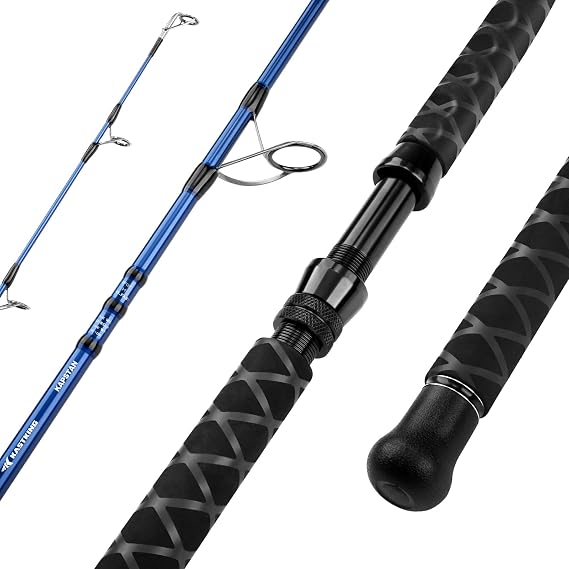 KastKing Kapstan Saltwater Spinning Rod, Boat & Surf Fishing Rod, Lightweight S-Curve Graphite Blanks, Stainless-Steel Double-Foot Guides, Aluminum/Graphite Locking Reel Seat, 2-Piece PTS Rod