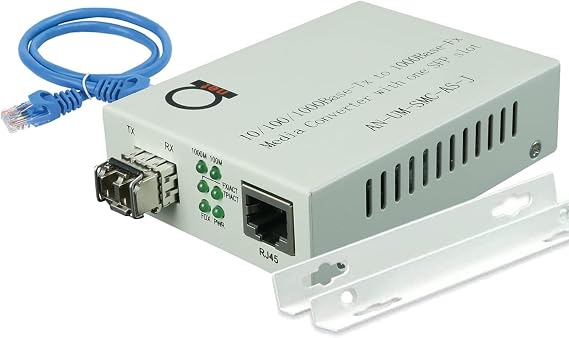 Multimode LC Gigabit Fiber Optic to Ethernet Media Converter, SFP Included | 850nm over OM1 OM2 OM3 OM4 OM5, 62.5/125 or 50/125 - MM LC duplex, 550m/1804ft - Cat5e Cat6 RJ45 10/100/1000 auto sensing