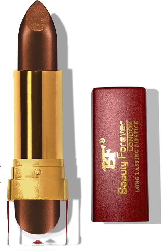 Beauty Forever Long Lasting Cream Lipstick, Glossy & Moisturising Lip Formula, Vitamin C & E Enriched, Hydrating Feature, High Impact Lip Colour, Available In 24 Shades (Shiney Brown (LL107))