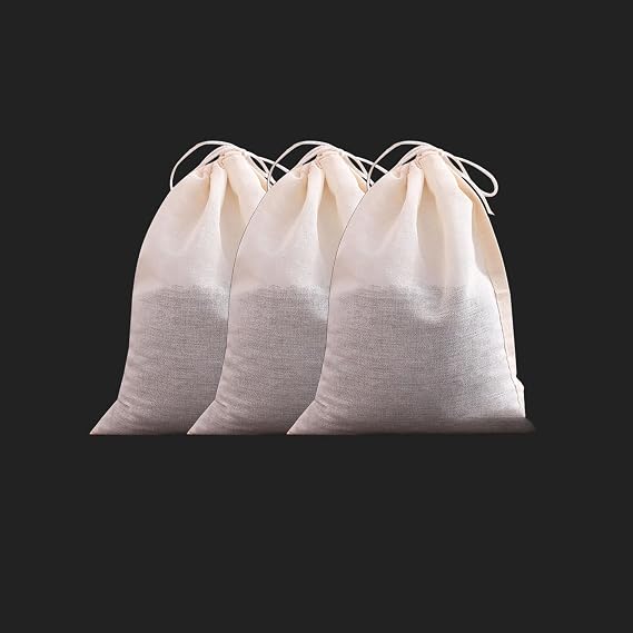 Strainer Bags, High Density, Unbleached, 100% Cotton, Reusable Commercial Gauze, Cloth Bag, Tea Bag, Cold Brew Coffee, Filter, Tofu Making, Cheese, Yogurt, Straining, Dushikoshi, Japanese and Western, Cooking, Cooking 3 Packs 20 x 30
