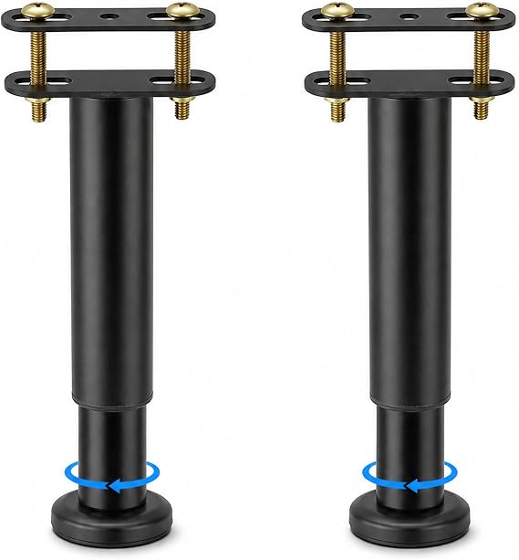 Anhoer 2Pcs Adjustable Bed Legs 18-32cm, Heavy Duty Metal Centre Slat Support Feet, Retractable Furniture Replacement Legs for Wooden Bed Frames, Sofas & Cabinets