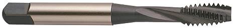 YG-1 H8 Series Premium HSS Spiral Flute Tap, Hardslick Coated, Round Shank with Square End, Modified Bottoming Chamfer, 6-32 Thread Size, H3 Tolerance