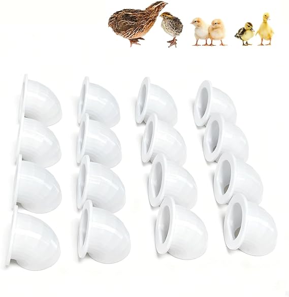 Quail Chick Port Feeder Compatible with DIY Bucket Pail Bin Container Coturnix - Set of 16 (1.5in)