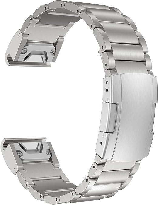 Titanium Garmin QuickFit Watch Band, 3-Link Bracelet