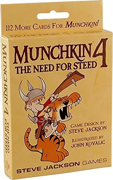 Steve Jackson Games Munchkin 4, The Need for Steed Card Game Expansion | Adult, Kids, Family Game, Fantasy Adventure RPG, Ages 10+, 3-6 Players, Avg Play Time 120 Min, From Steve Jackson Games