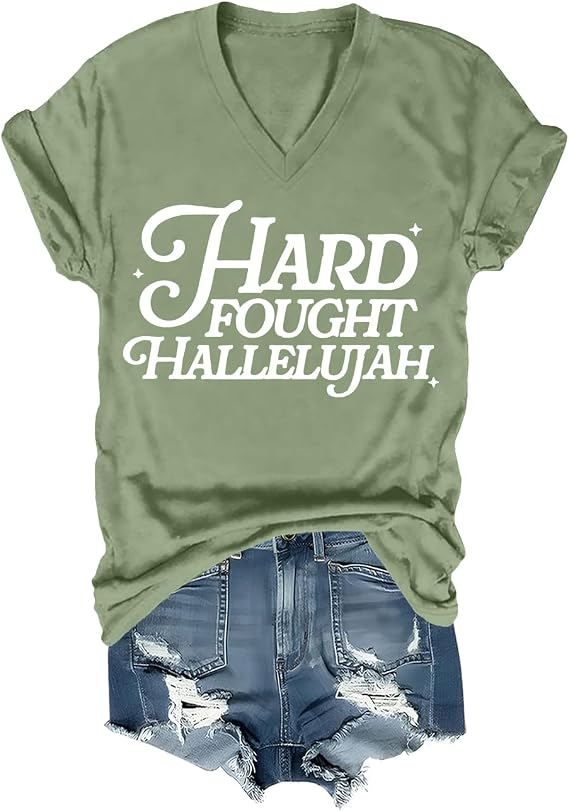 Hard Fought Hallelujah Shirt Christian Faith Bible Verse Jesus T-Shirt Unisex