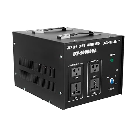 10000W Voltage Converter Transformer, Heavy Duty Step Up/Down 110v to 220v / 220v to 110v Power Converter, Voltage Transformer with US Standard Power Cord & 4 Outlets, Overload Protection