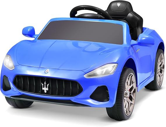 Joywhale 12V Kids Ride on Car Licensed Maserati Battery Powered, Blue | Electric Vehicle for Kids Ages 3-6, with 2.4G Remote Control, Metal Suspension, Safety Belt, Bright Headlights, Music & FM