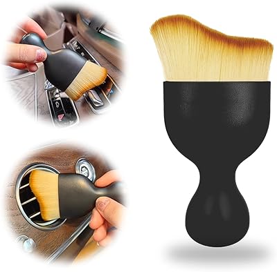 Car Cleaning Brush Soft Bristle Car Interior Dust Brush, suitable for cleaning car dashboards and air vent gaps, also usable on leather and computers, scratch-proofLight Brown