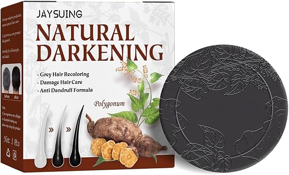 Jaysuing New Hair Darkening Shampoo Bar, Black Soap for Gray Hair,Volumizing & Moisturizing(1PC)