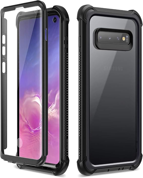 Dexnor Compatible Samsung Galaxy S10 Case 6.1 inch, Heavy Duty Protection Hard Back Defender Protector Protective Shockproof Bumper Cover Purple Pink