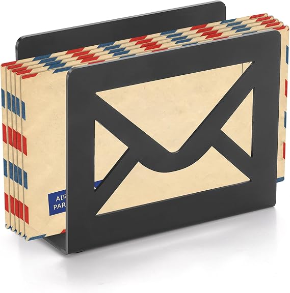 Desktop Metal Mail Holder,Letter Organizer for Desk(Black)