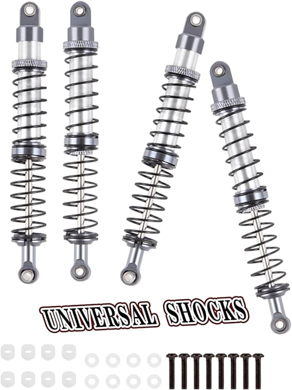 110mm Universal Shock Absorber Upgrades Part for 1/10 RC Scale Cars,Aluminum Alloy 7075 RC Adjustable Shocks Damper Universal Hops Up,4PCS,Titanium