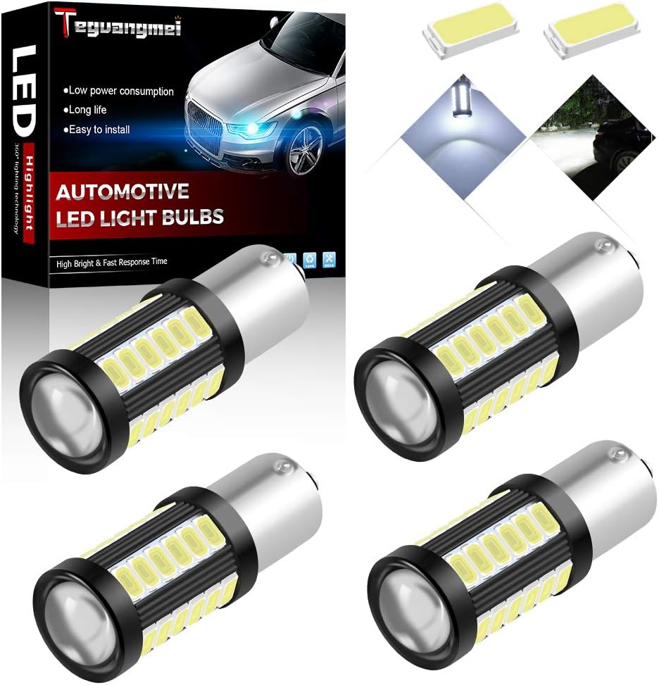 Teguangmei 4pcs 1156 BA15S P21W LED Bulbs 1141 7056 5730 33-SMD White 900 Lumens for Car Trailers Reversing Light Brake Light Rear Fog Lamps Position Light Tail Light 12-30V 3.6W