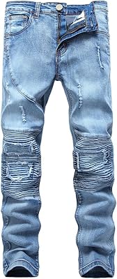 Fashion Mens Stretch Ripped Hole Skinny Fit Biker Jeans