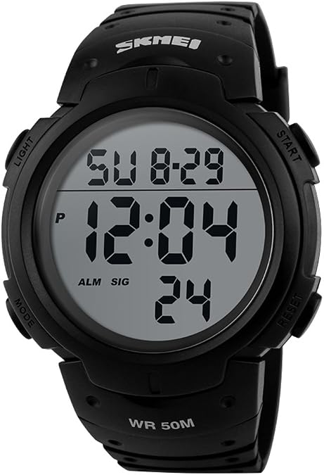 SKMEI Digital Watch PU Band Waterproof LED Multifunctional Student Outdoor Sport Electronic Wristwatch (Black)