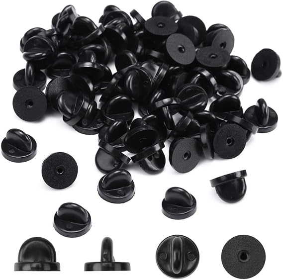 Pin Backs Pin Keepers Pin Backings PVC Rubber Butterfly Clutch Pin Lock Clasps Holder Pin Fasteners Cap for Tie Tack Lapel Uniform Badges Replacements 50 PCs