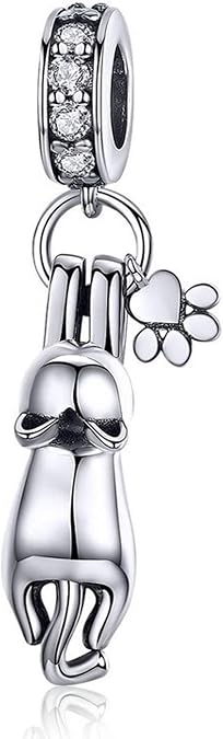 Cute Cat Dangle Charm fit for Pandora Charms Bracelet Necklace Gifts for Women