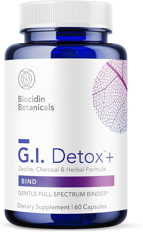 Biocidin G.I. Detox Activated Charcoal Binder & Zeolite Detox Supplements with Silica - Helps Bind & Clear Toxins - Supports Full Body Cleansing and May Reduce Bloating 60 Capsules
