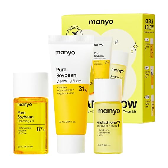 MANYO Clear & Glow Travel Kit, Skincare Gift Set, Travel Trial