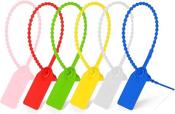 120 Pcs Security Tags Plastic Security Seals Cable Tie Labels, Secure Anti-Tamper Seals Self Locking Zip Ties Pull Tags 250mm Length