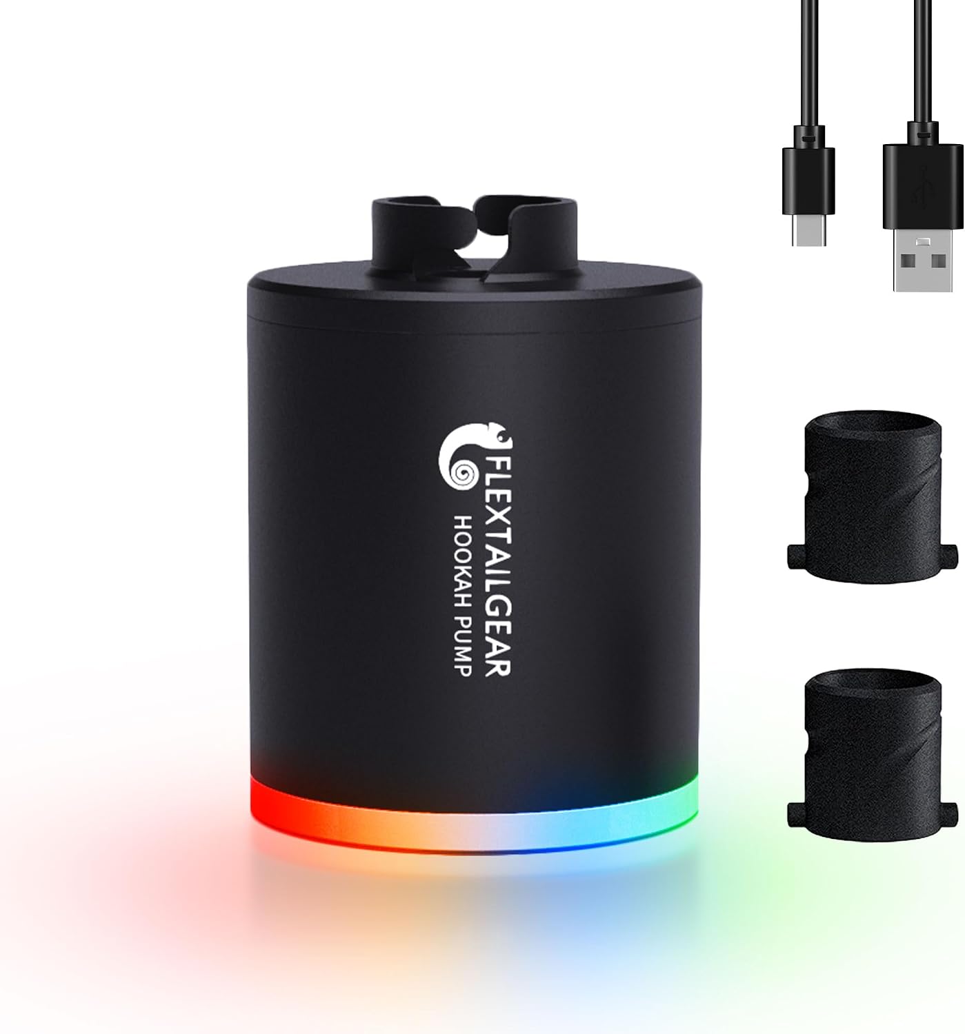 FLEXTAILGEAR Electric Hookah Pump Kit, Mini Portable Hookah Starter with 1300 mAh Rechargeable Battery Led Light, Coal Burner Helper Shisha Nargila Warm Up Set Smoke Bar Accessories
