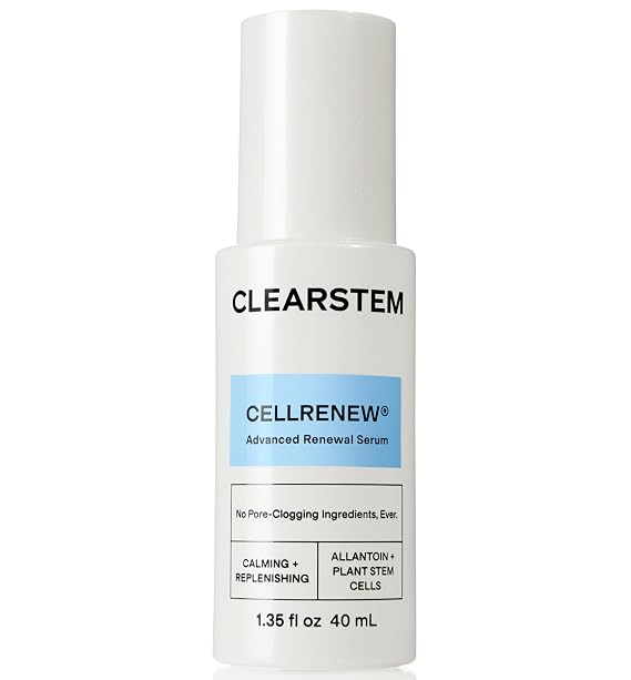 CLEARSTEM - CELLRENEW - Collagen Stem Cell Serum - Acne + Youthful Skin Face Serum - Hyaluronic Acid, Reishi, Aloe Vera - Facial Skin Care Products - Gluten Free, Cruelty Free - 1.35 Fl Oz / 40 mL