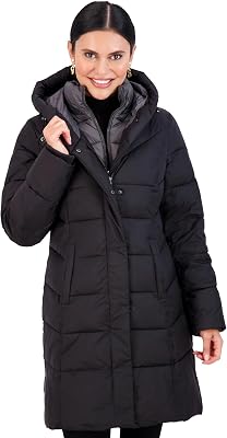 Jones NY Long Puffer Coat Women, Warm Long Coat Women Winter, Womens Coats