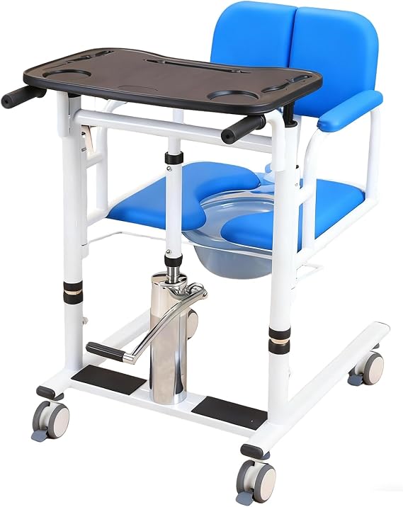 Patient Lift for Home, Electro Hydraulic Transferred Lift Wheelchair, Bedside Commodes Patient Lift Transfer with 180° Split Seat and Bedpan for Elderly & Handicapped, Height Adjustable